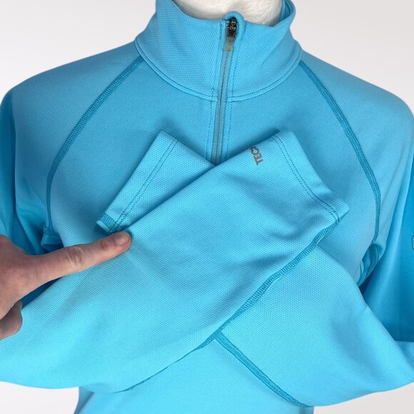 Eastern Mountain Sports Quarter Zip Pullover Aqua Blue Long Sleeve Top Small - Picture 8 of 9